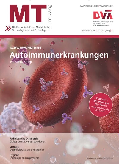 Titelbild der Ausgabe 2/2026 von MT im Dialog. Diese Zeitschrift und viele weitere Pflegezeitschriften und medizinische Fachzeitschriften als Abo oder epaper bei United Kiosk online kaufen.