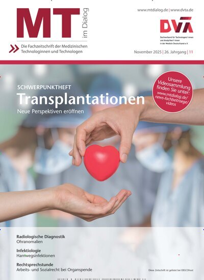Titelbild der Ausgabe 11/2025 von MT im Dialog. Diese Zeitschrift und viele weitere Pflegezeitschriften und medizinische Fachzeitschriften als Abo oder epaper bei United Kiosk online kaufen.