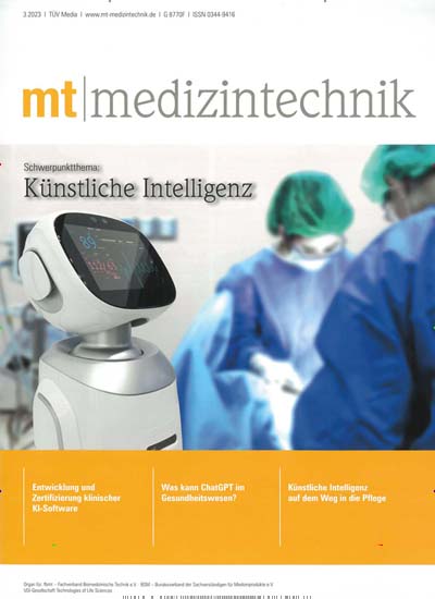 Titelbild der Ausgabe 3/2023 von mt - medizintechnik. Diese Zeitschrift und viele weitere Pflegezeitschriften und medizinische Fachzeitschriften als Abo oder epaper bei United Kiosk online kaufen.