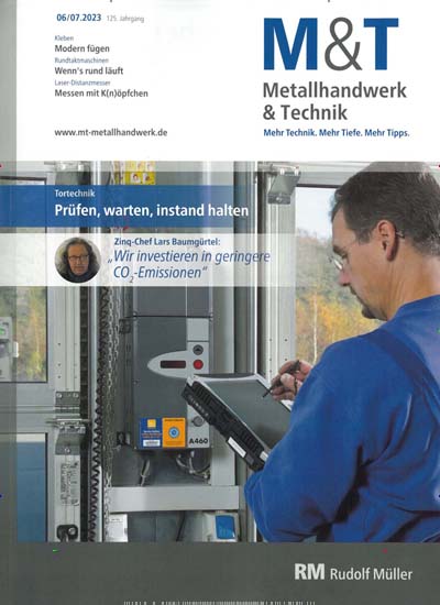 Titelbild der Ausgabe 7/2023 von M&T-Metallhandwerk & Technik. Diese Zeitschrift und viele weitere Industriemagazine und Handwerkmagazine als Abo oder epaper bei United Kiosk online kaufen.