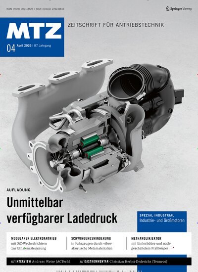 Titelbild der Ausgabe 4/2026 von MTZ - Motortechnische Zeitschrift. Diese Zeitschrift und viele weitere Industriemagazine und Handwerkmagazine als Abo oder epaper bei United Kiosk online kaufen.