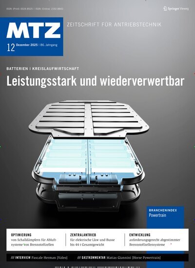 Titelbild der Ausgabe 12/2025 von MTZ - Motortechnische Zeitschrift. Diese Zeitschrift und viele weitere Industriemagazine und Handwerkmagazine als Abo oder epaper bei United Kiosk online kaufen.