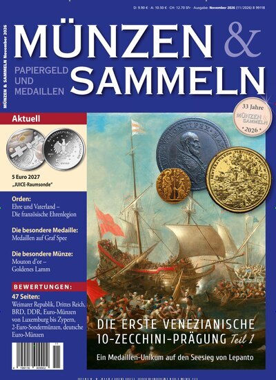 Titelbild der Ausgabe 11/2026 von Münzen & Sammeln. Diese Zeitschrift und viele weitere Reisemagazine, Freizeitmagazine und Wissensmagazine als Abo oder epaper bei United Kiosk online kaufen.