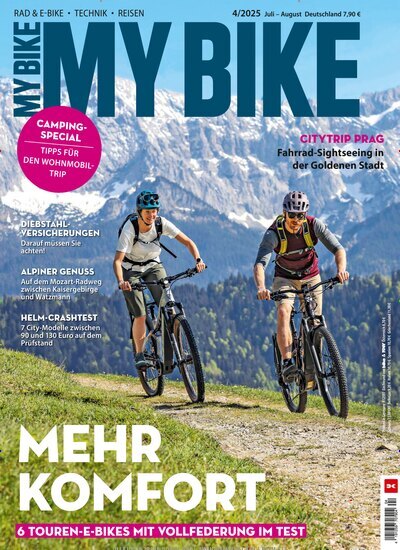 Titelbild der Ausgabe 4/2025 von MyBike. Diese Zeitschrift und viele weitere Sportmagazine als Abo oder epaper bei United Kiosk online kaufen.