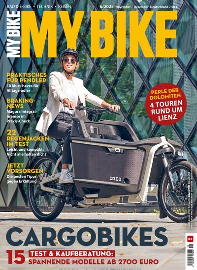 Titelbild der Ausgabe 6/2025 von MyBike. Diese Zeitschrift und viele weitere Sportmagazine als Abo oder epaper bei United Kiosk online kaufen.