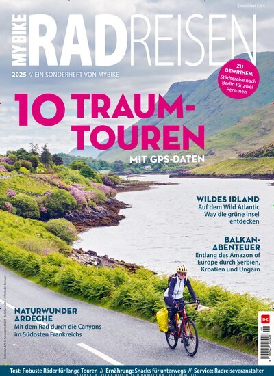 Titelbild der Ausgabe 1/2025 von myBike Sonderheft Radreisen. Diese Zeitschrift und viele weitere Sportmagazine als Abo oder epaper bei United Kiosk online kaufen.