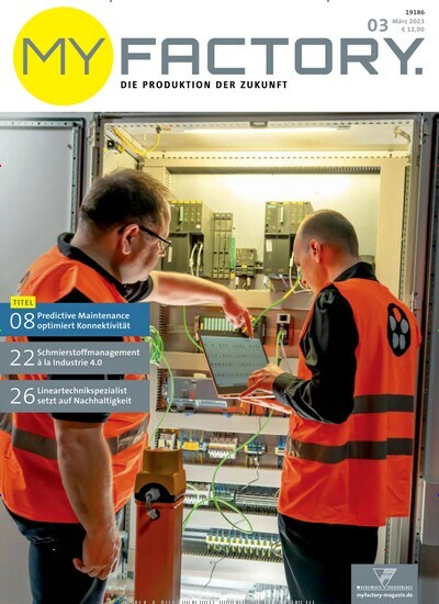 Titelbild der Ausgabe 3/2023 von Myfactory. Diese Zeitschrift und viele weitere Industriemagazine und Handwerkmagazine als Abo oder epaper bei United Kiosk online kaufen.