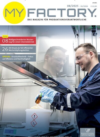 Titelbild der Ausgabe 8/2025 von Myfactory. Diese Zeitschrift und viele weitere Industriemagazine und Handwerkmagazine als Abo oder epaper bei United Kiosk online kaufen.