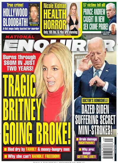 Titelbild der Ausgabe 49/2023 von National Enquirer. Diese Zeitschrift und viele weitere Lifestylemagazine und Peoplemagazine als Abo oder epaper bei United Kiosk online kaufen.
