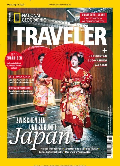 Titelbild der Ausgabe 2/2026 von National Geographic Traveler. Diese Zeitschrift und viele weitere Reisemagazine, Freizeitmagazine und Wissensmagazine als Abo oder epaper bei United Kiosk online kaufen.