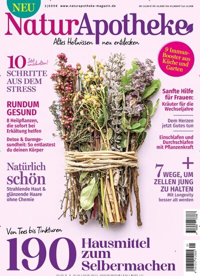 Titelbild der Ausgabe 1/2026 von NaturApotheke. Diese Zeitschrift und viele weitere Gartenzeitschriften und Wohnzeitschriften als Abo oder epaper bei United Kiosk online kaufen.