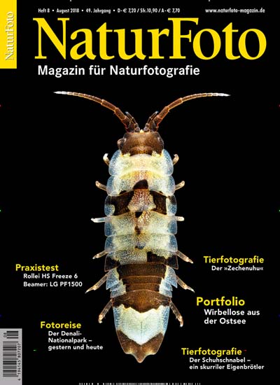 NaturFoto aktuelles Titelbild Ausgabe 8/2018 Aktuelles Titelbild von NaturFoto. Entdecken Sie jetzt die Ausgabe 8/2018. Lesen Sie gerne Audiomagazine, Filmmagazine und Fotozeitschriften? Dann empfehlen wir Ihnen NaturFoto als Abo oder Geschenkabo.