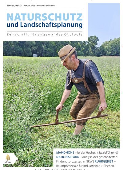 Titelbild der Ausgabe 1/2026 von Naturschutz und Landschaftsplanung. Diese Zeitschrift und viele weitere Naturzeitschriften, Landwirtschaftszeitungen und Umweltmagazine als Abo oder epaper bei United Kiosk online kaufen.