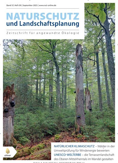 Titelbild der Ausgabe 9/2025 von Naturschutz und Landschaftsplanung. Diese Zeitschrift und viele weitere Naturzeitschriften, Landwirtschaftszeitungen und Umweltmagazine als Abo oder epaper bei United Kiosk online kaufen.