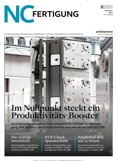 Titelbild der Ausgabe 3/2023 von NC-Fertigung. Diese Zeitschrift und viele weitere Industriemagazine und Handwerkmagazine als Abo oder epaper bei United Kiosk online kaufen.