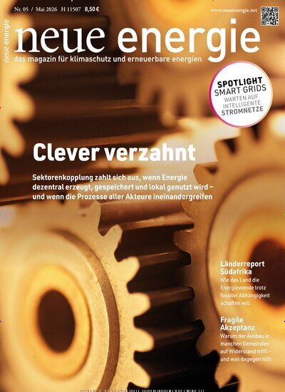 Titelbild der Ausgabe 5/2026 von neue energie. Diese Zeitschrift und viele weitere Wirtschaftsmagazine und Politikmagazine als Abo oder epaper bei United Kiosk online kaufen.