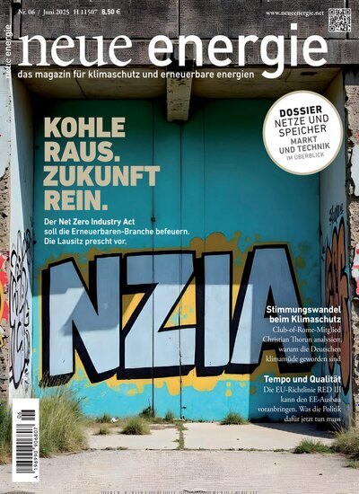 Titelbild der Ausgabe 6/2025 von neue energie. Diese Zeitschrift und viele weitere Wirtschaftsmagazine und Politikmagazine als Abo oder epaper bei United Kiosk online kaufen.