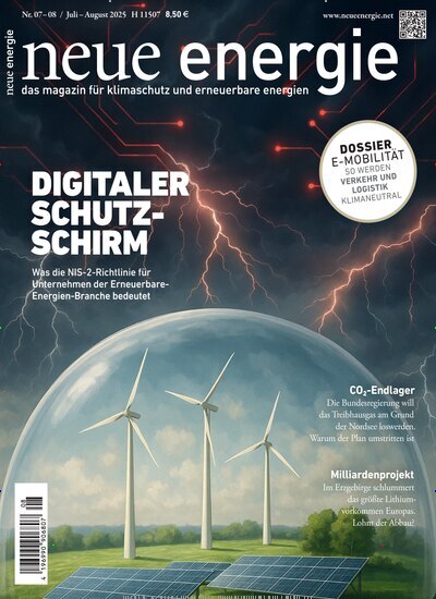 Titelbild der Ausgabe 8/2025 von neue energie. Diese Zeitschrift und viele weitere Wirtschaftsmagazine und Politikmagazine als Abo oder epaper bei United Kiosk online kaufen.