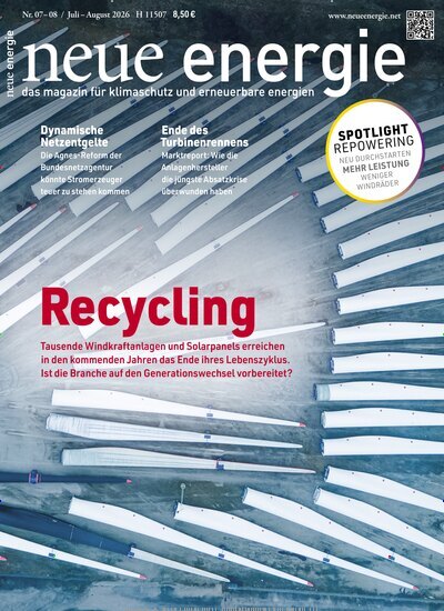 Titelbild der Ausgabe 8/2026 von neue energie. Diese Zeitschrift und viele weitere Wirtschaftsmagazine und Politikmagazine als Abo oder epaper bei United Kiosk online kaufen.