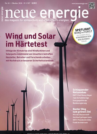 Titelbild der Ausgabe 10/2026 von neue energie. Diese Zeitschrift und viele weitere Wirtschaftsmagazine und Politikmagazine als Abo oder epaper bei United Kiosk online kaufen.
