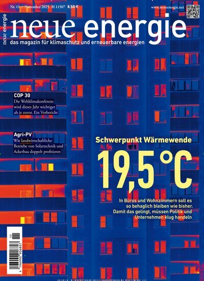 Titelbild der Ausgabe 11/2025 von neue energie. Diese Zeitschrift und viele weitere Wirtschaftsmagazine und Politikmagazine als Abo oder epaper bei United Kiosk online kaufen.