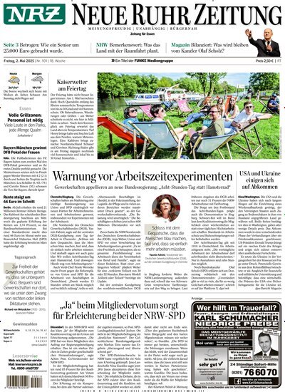 Titelbild der Ausgabe 101/2025 von Neue Ruhr Zeitung. Diese Zeitschrift und viele weitere Zeitungsabos als Abo oder epaper bei United Kiosk online kaufen.
