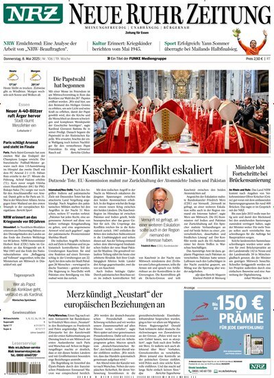 Titelbild der Ausgabe 106/2025 von Neue Ruhr Zeitung. Diese Zeitschrift und viele weitere Zeitungsabos als Abo oder epaper bei United Kiosk online kaufen.