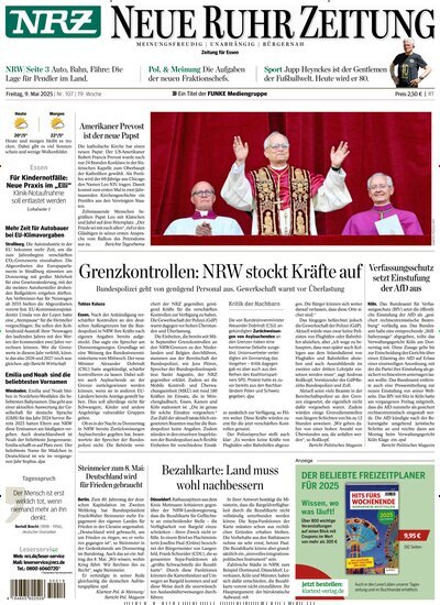 Titelbild der Ausgabe 107/2025 von Neue Ruhr Zeitung. Diese Zeitschrift und viele weitere Zeitungsabos als Abo oder epaper bei United Kiosk online kaufen.