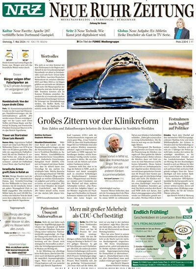 Titelbild der Ausgabe 108/2024 von Neue Ruhr Zeitung. Diese Zeitschrift und viele weitere Zeitungsabos als Abo oder epaper bei United Kiosk online kaufen.