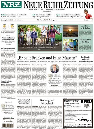 Titelbild der Ausgabe 108/2025 von Neue Ruhr Zeitung. Diese Zeitschrift und viele weitere Zeitungsabos als Abo oder epaper bei United Kiosk online kaufen.
