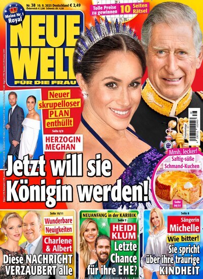 Titelbild der Ausgabe 38/2025 von Neue Welt. Diese Zeitschrift und viele weitere Frauenzeitschriften als Abo oder epaper bei United Kiosk online kaufen.