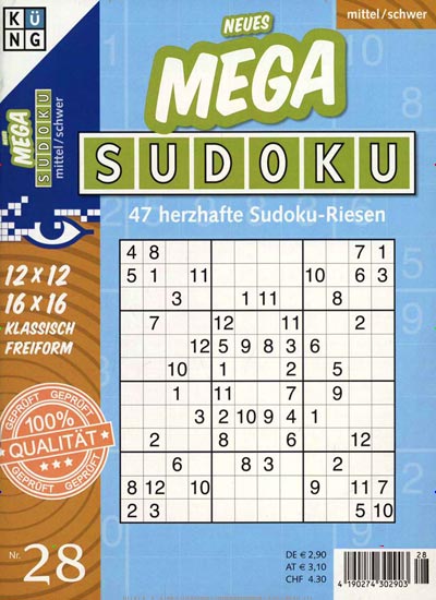 Titelbild der Ausgabe 28/2020 von Neues Mega Sudoku. Diese Zeitschrift und viele weitere Groschenromane und Rätselhefte als Abo oder epaper bei United Kiosk online kaufen.