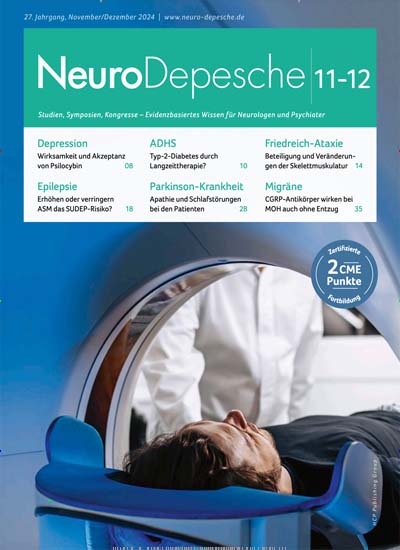 Titelbild der Ausgabe 1/2025 von NeuroDepesche. Diese Zeitschrift und viele weitere Pflegezeitschriften und medizinische Fachzeitschriften als Abo oder epaper bei United Kiosk online kaufen.