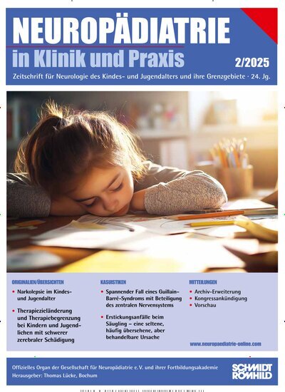 Titelbild der Ausgabe 2/2025 von Neuropädiatrie in Klinik und Praxis. Diese Zeitschrift und viele weitere Pflegezeitschriften und medizinische Fachzeitschriften als Abo oder epaper bei United Kiosk online kaufen.