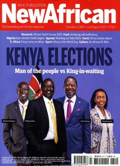 Titelbild der Ausgabe 7/2022 von New African. Diese Zeitschrift und viele weitere Wirtschaftsmagazine und Politikmagazine als Abo oder epaper bei United Kiosk online kaufen.