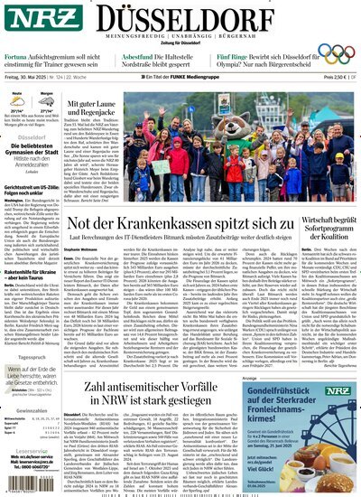 Titelbild der Ausgabe 124/2025 von NRZ Neue Ruhr Zeitung Düsseldorf. Diese Zeitschrift und viele weitere Zeitungsabos als Abo oder epaper bei United Kiosk online kaufen.