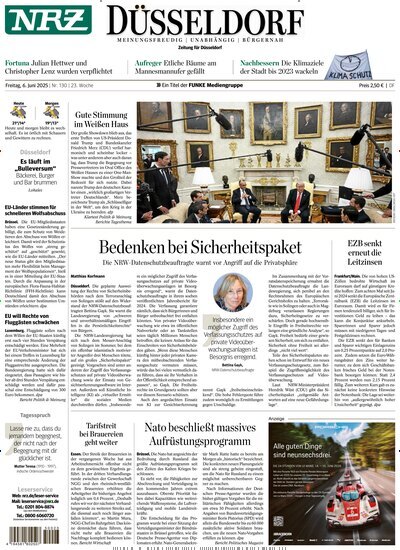 Titelbild der Ausgabe 130/2025 von NRZ Neue Ruhr Zeitung Düsseldorf. Diese Zeitschrift und viele weitere Zeitungsabos als Abo oder epaper bei United Kiosk online kaufen.