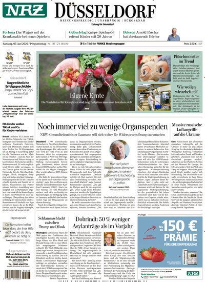 Titelbild der Ausgabe 131/2025 von NRZ Neue Ruhr Zeitung Düsseldorf. Diese Zeitschrift und viele weitere Zeitungsabos als Abo oder epaper bei United Kiosk online kaufen.
