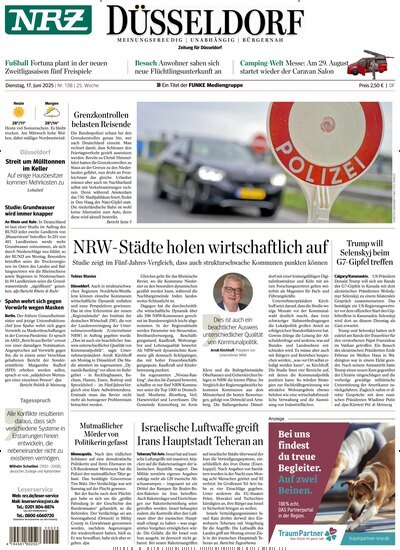 Titelbild der Ausgabe 138/2025 von NRZ Neue Ruhr Zeitung Düsseldorf. Diese Zeitschrift und viele weitere Zeitungsabos als Abo oder epaper bei United Kiosk online kaufen.