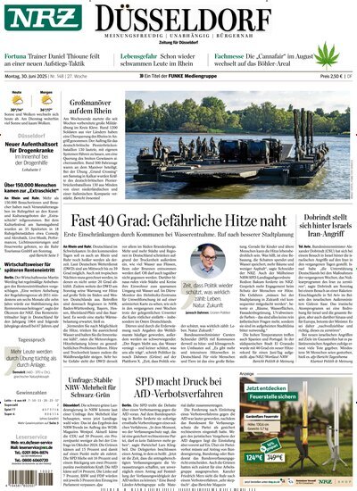 Titelbild der Ausgabe 148/2025 von NRZ Neue Ruhr Zeitung Düsseldorf. Diese Zeitschrift und viele weitere Zeitungsabos als Abo oder epaper bei United Kiosk online kaufen.