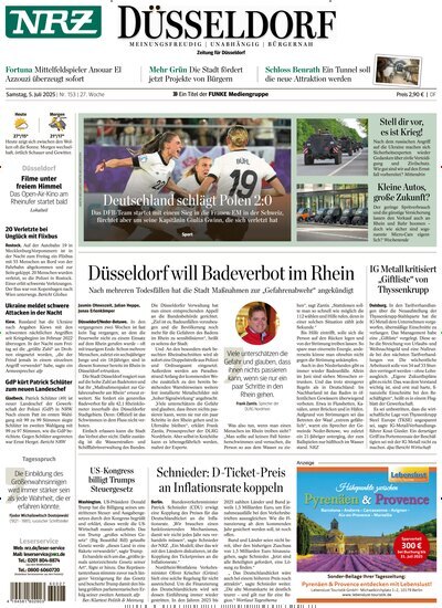 Titelbild der Ausgabe 153/2025 von NRZ Neue Ruhr Zeitung Düsseldorf. Diese Zeitschrift und viele weitere Zeitungsabos als Abo oder epaper bei United Kiosk online kaufen.