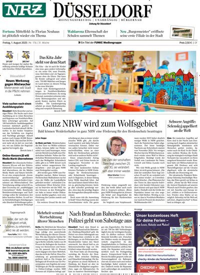 Titelbild der Ausgabe 176/2025 von NRZ Neue Ruhr Zeitung Düsseldorf. Diese Zeitschrift und viele weitere Zeitungsabos als Abo oder epaper bei United Kiosk online kaufen.