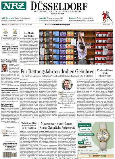 Titelbild der Ausgabe 239/2025 von NRZ Neue Ruhr Zeitung Düsseldorf. Diese Zeitschrift und viele weitere Zeitungsabos als Abo oder epaper bei United Kiosk online kaufen.