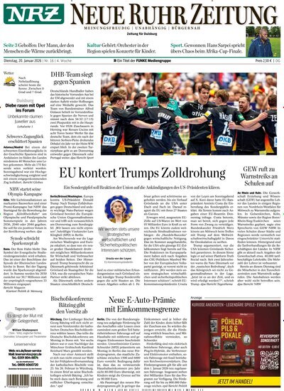 Titelbild der Ausgabe 16/2026 von NRZ Neue Ruhr Zeitung Duisburg. Diese Zeitschrift und viele weitere Zeitungsabos als Abo oder epaper bei United Kiosk online kaufen.