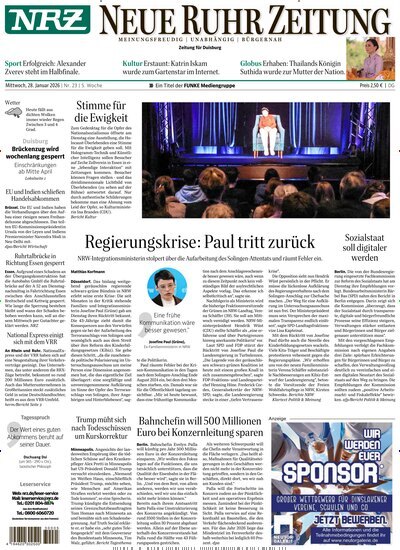 Titelbild der Ausgabe 23/2026 von NRZ Neue Ruhr Zeitung Duisburg. Diese Zeitschrift und viele weitere Zeitungsabos als Abo oder epaper bei United Kiosk online kaufen.