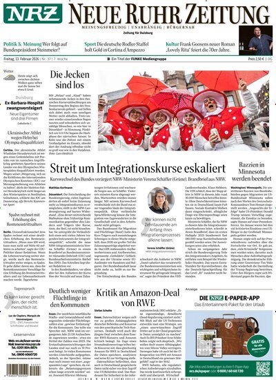 Titelbild der Ausgabe 37/2026 von NRZ Neue Ruhr Zeitung Duisburg. Diese Zeitschrift und viele weitere Zeitungsabos als Abo oder epaper bei United Kiosk online kaufen.