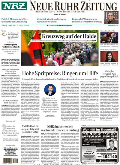 Titelbild der Ausgabe 79/2026 von NRZ Neue Ruhr Zeitung Duisburg. Diese Zeitschrift und viele weitere Zeitungsabos als Abo oder epaper bei United Kiosk online kaufen.