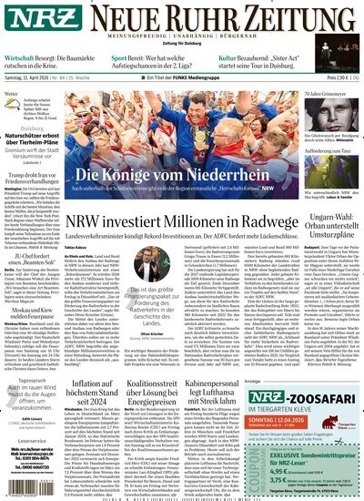 Titelbild der Ausgabe 84/2026 von NRZ Neue Ruhr Zeitung Duisburg. Diese Zeitschrift und viele weitere Zeitungsabos als Abo oder epaper bei United Kiosk online kaufen.