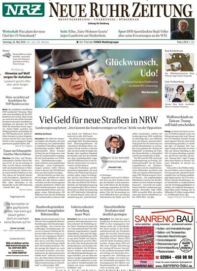 Titelbild der Ausgabe 112/2026 von NRZ Neue Ruhr Zeitung Duisburg. Diese Zeitschrift und viele weitere Zeitungsabos als Abo oder epaper bei United Kiosk online kaufen.