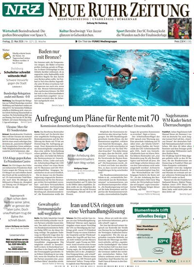 Titelbild der Ausgabe 117/2026 von NRZ Neue Ruhr Zeitung Duisburg. Diese Zeitschrift und viele weitere Zeitungsabos als Abo oder epaper bei United Kiosk online kaufen.